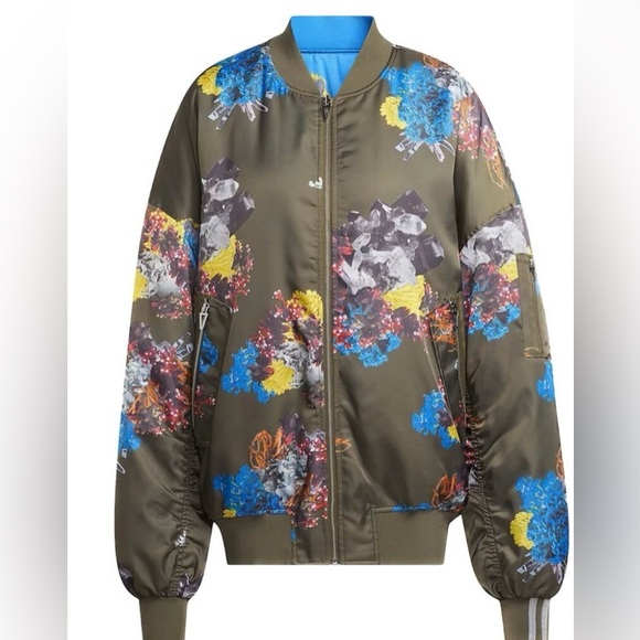 Reversible Adidas X Ivy Park Satin Bomber Jacket fit on M or L - Picture 3 of 10